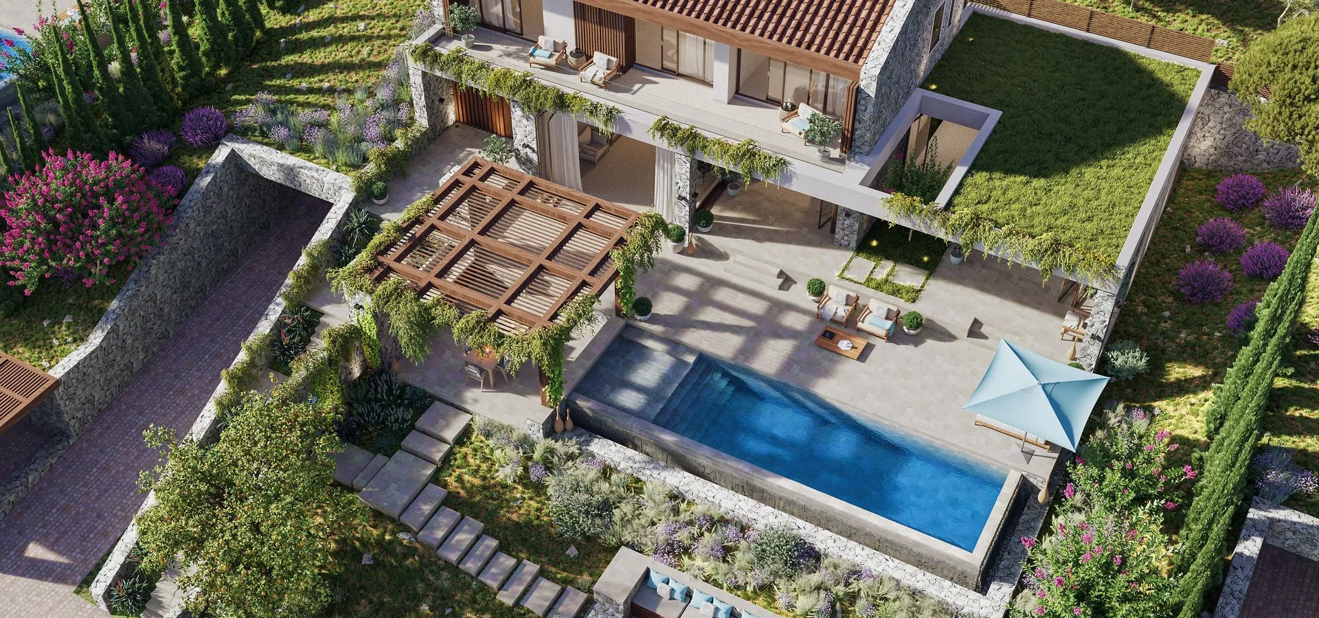 Kotor da deniz manzaralı projeden satılık deniz manzaralı villa